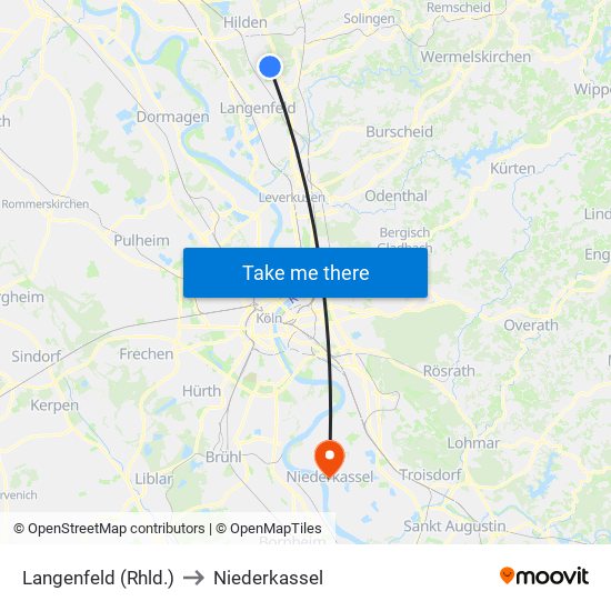 Langenfeld (Rhld.) to Niederkassel map