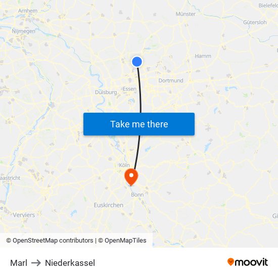 Marl to Niederkassel map