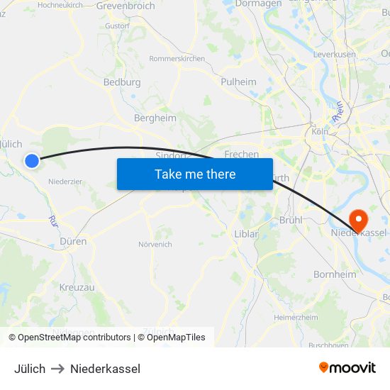 Jülich to Niederkassel map