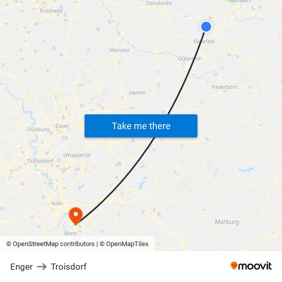 Enger to Troisdorf map