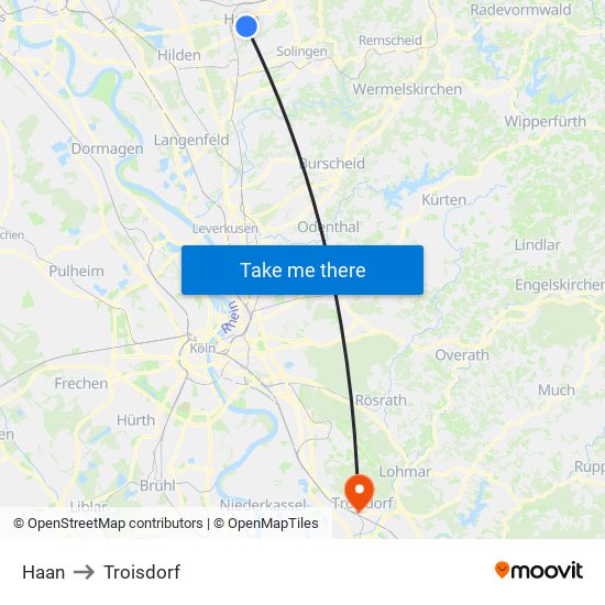 Haan to Troisdorf map
