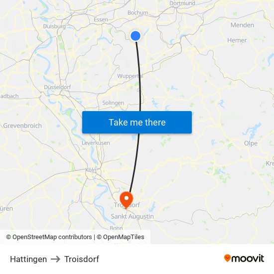 Hattingen to Troisdorf map