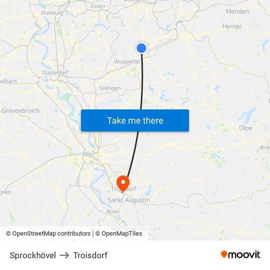 Sprockhövel to Troisdorf map