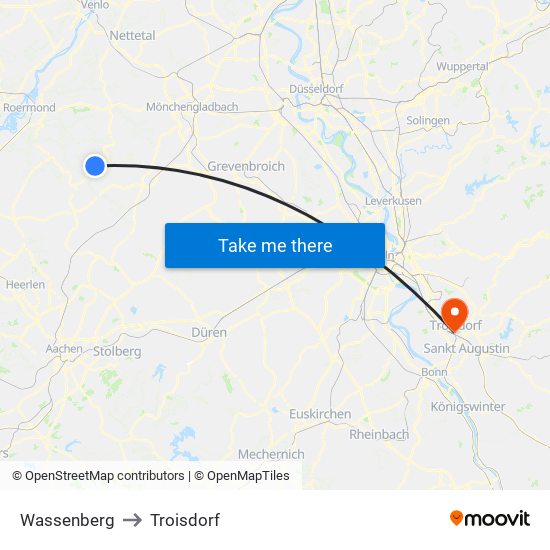 Wassenberg to Troisdorf map