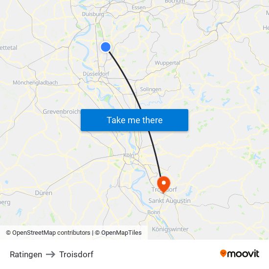 Ratingen to Troisdorf map