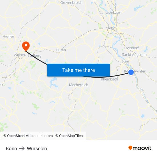 Bonn to Würselen map