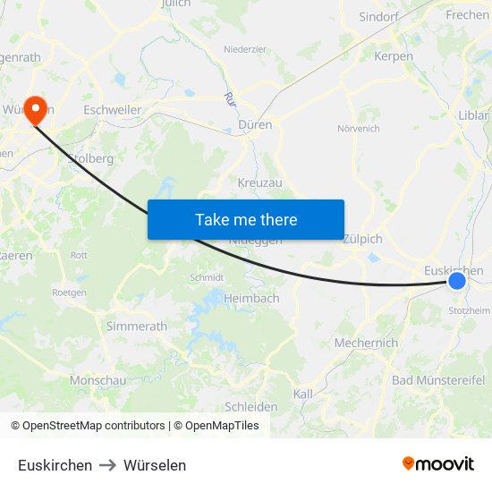 Euskirchen to Würselen map