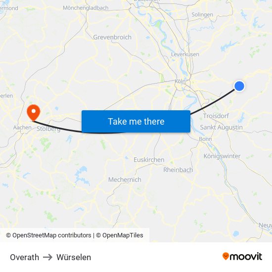Overath to Würselen map
