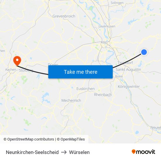 Neunkirchen-Seelscheid to Würselen map