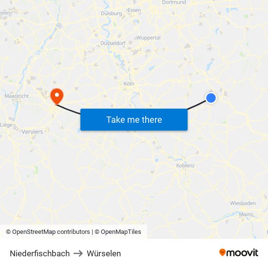 Niederfischbach to Würselen map