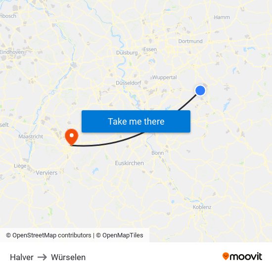 Halver to Würselen map