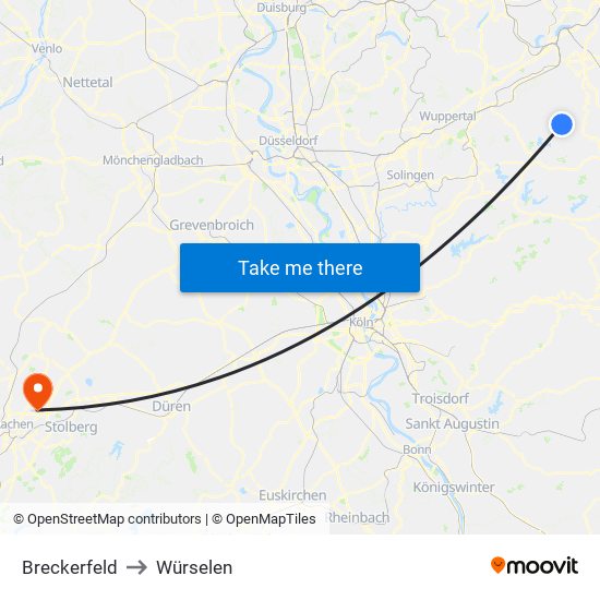 Breckerfeld to Würselen map