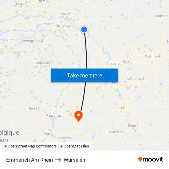 Emmerich Am Rhein to Würselen map