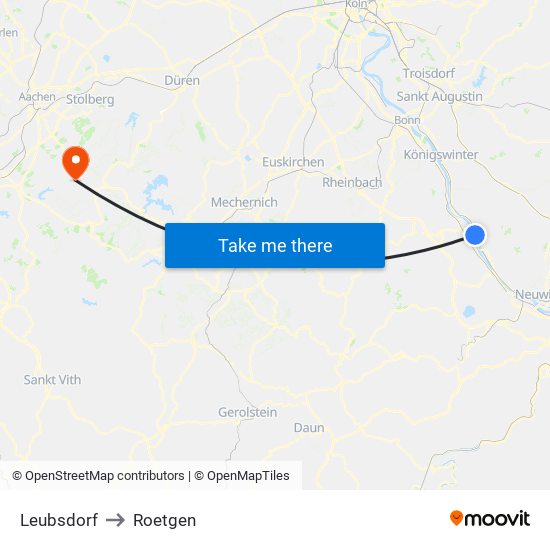 Leubsdorf to Roetgen map