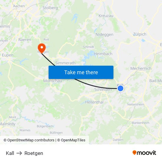 Kall to Roetgen map