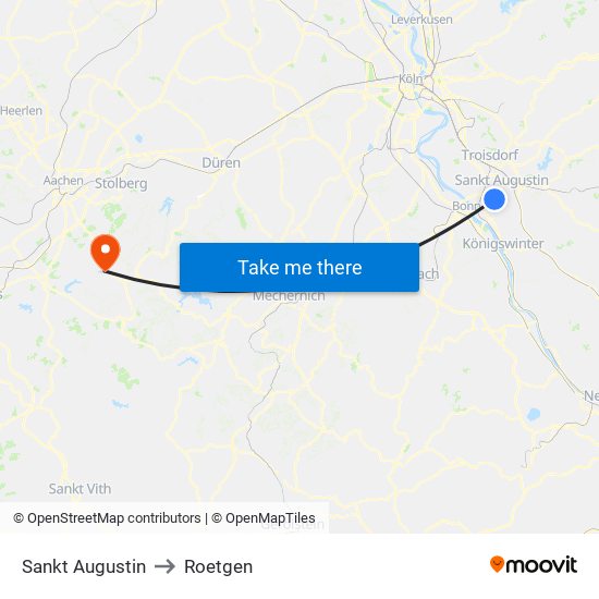 Sankt Augustin to Roetgen map