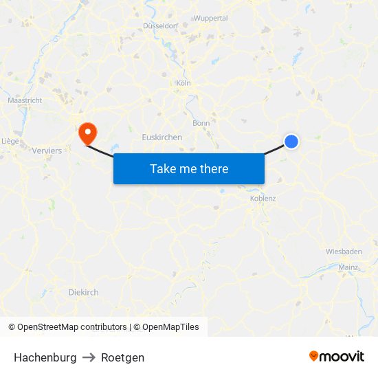 Hachenburg to Roetgen map
