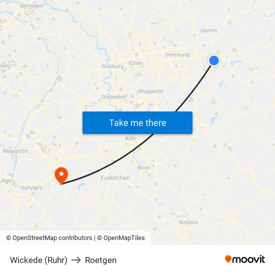 Wickede (Ruhr) to Roetgen map