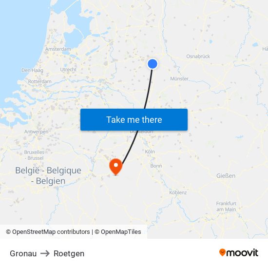 Gronau to Roetgen map