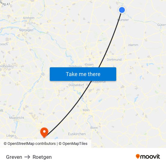 Greven to Roetgen map