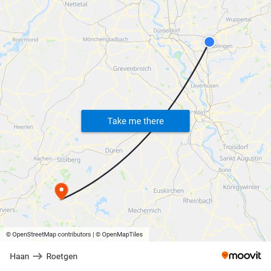 Haan to Roetgen map