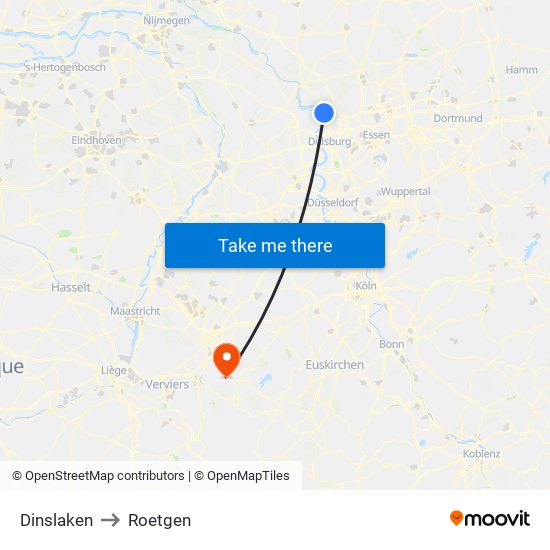 Dinslaken to Roetgen map