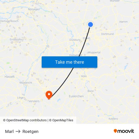 Marl to Roetgen map