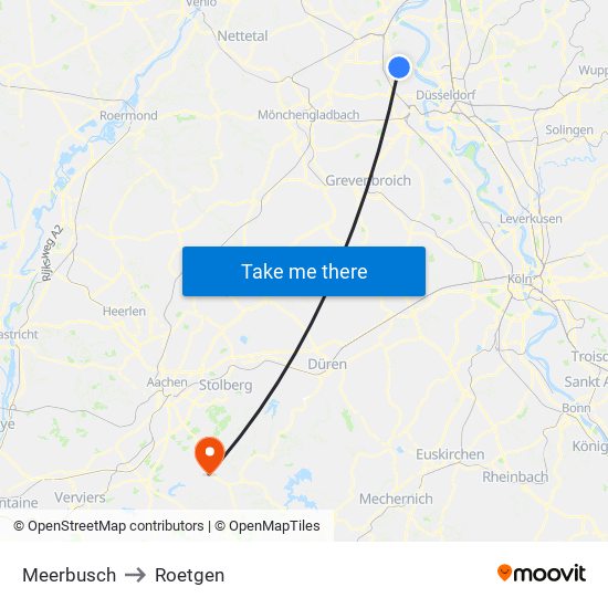 Meerbusch to Roetgen map