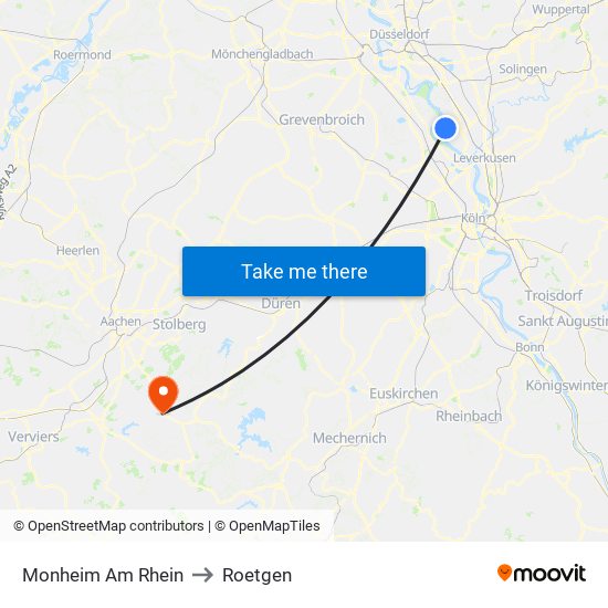 Monheim Am Rhein to Roetgen map