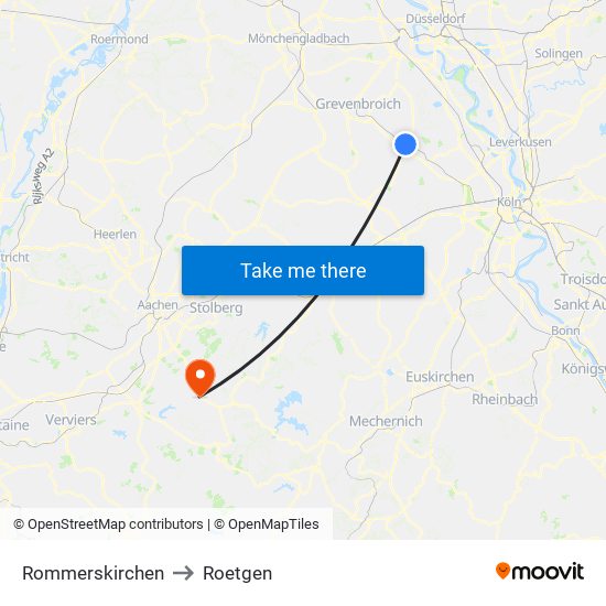 Rommerskirchen to Roetgen map