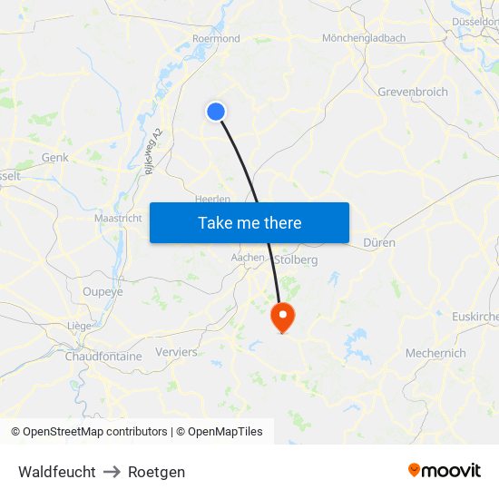 Waldfeucht to Roetgen map