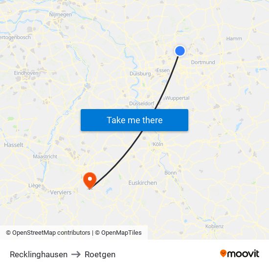 Recklinghausen to Roetgen map