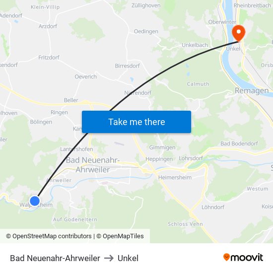Bad Neuenahr-Ahrweiler to Unkel map