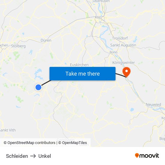 Schleiden to Unkel map