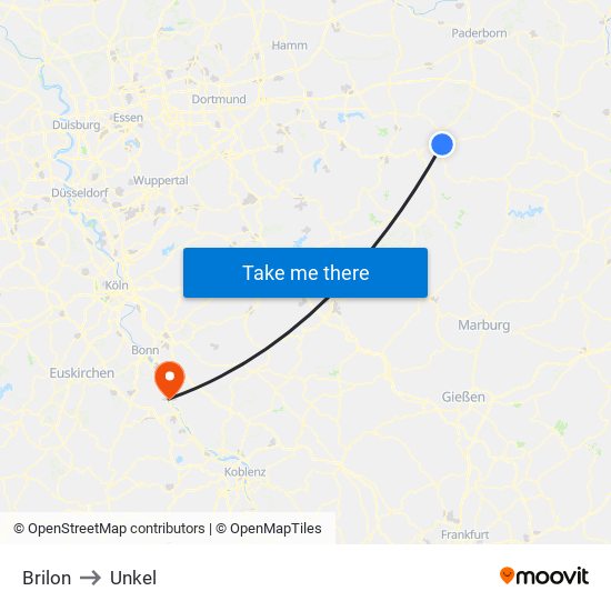 Brilon to Unkel map