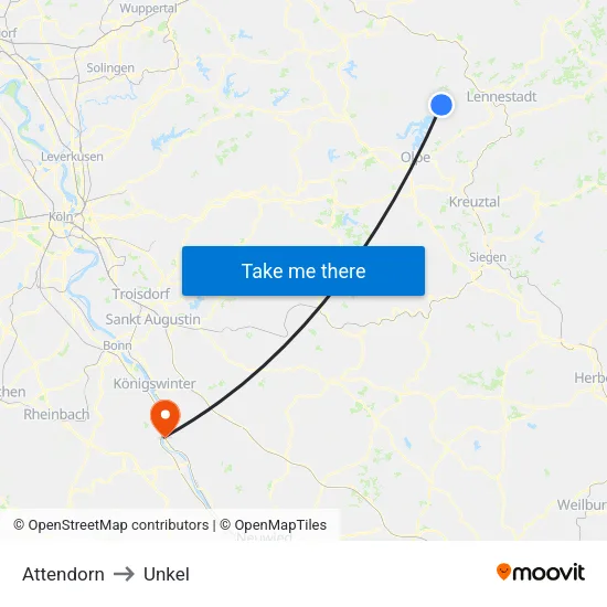 Attendorn to Unkel map