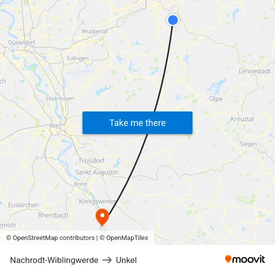 Nachrodt-Wiblingwerde to Unkel map