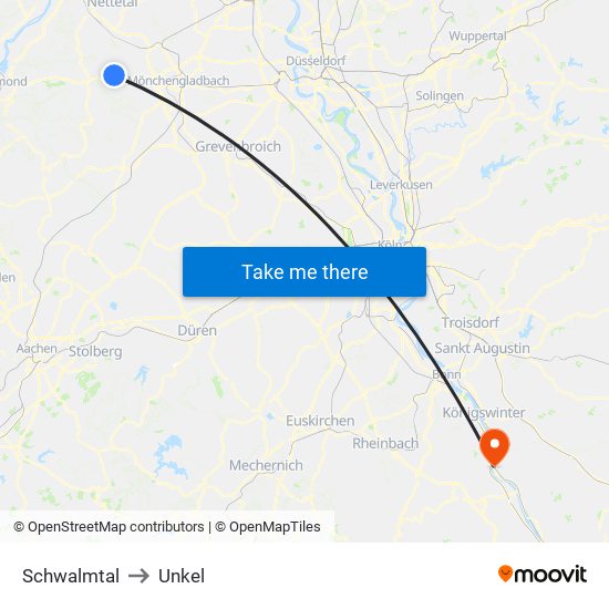 Schwalmtal to Unkel map