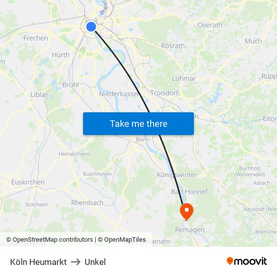 Köln Heumarkt to Unkel map