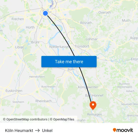 Köln Heumarkt to Unkel map