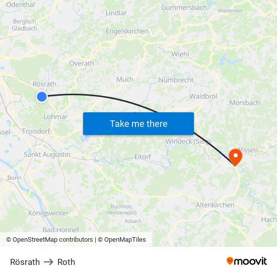 Rösrath to Roth map