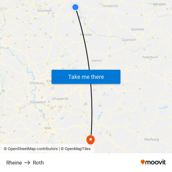 Rheine to Roth map