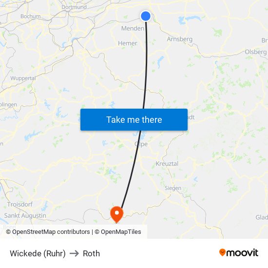 Wickede (Ruhr) to Roth map