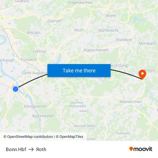 Bonn Hbf to Roth map