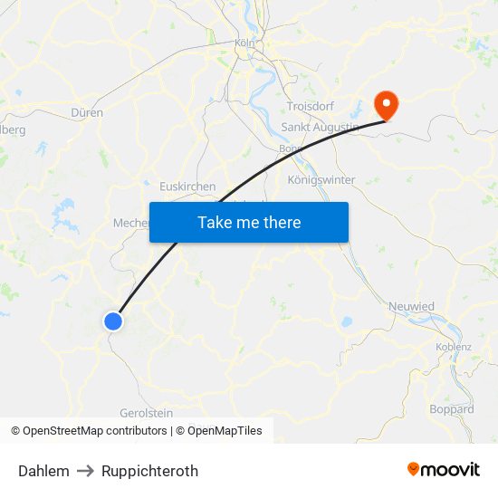 Dahlem to Ruppichteroth map