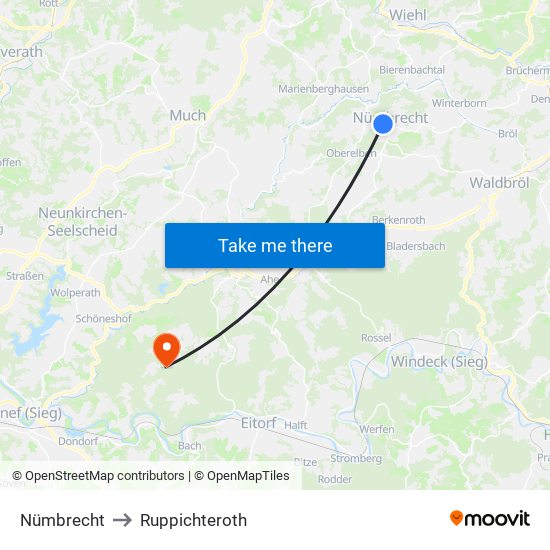 Nümbrecht to Ruppichteroth map