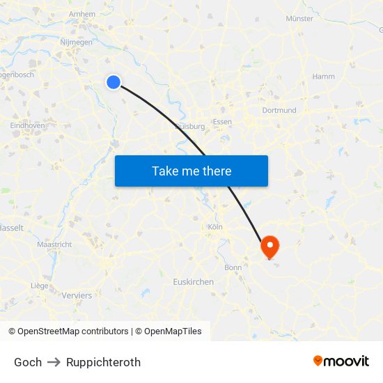 Goch to Ruppichteroth map