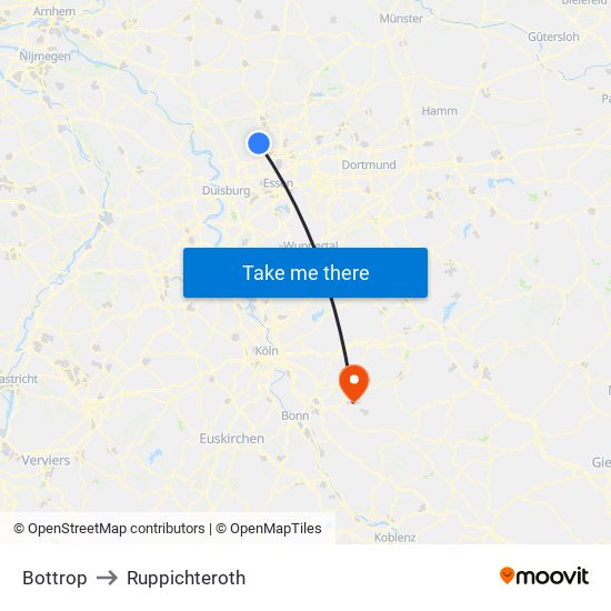 Bottrop to Ruppichteroth map