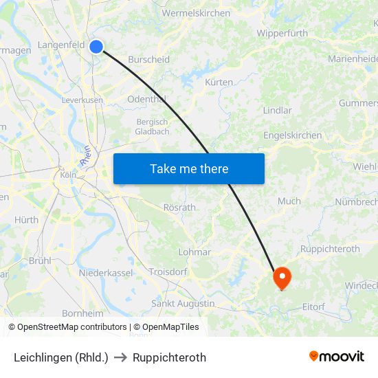 Leichlingen (Rhld.) to Ruppichteroth map