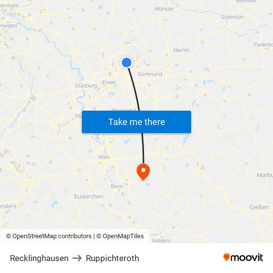 Recklinghausen to Ruppichteroth map